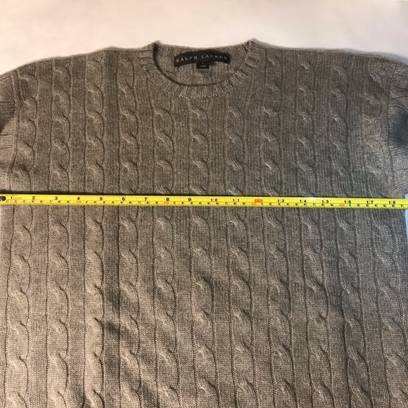 Ralph Lauren Black Label Cable Knit Crewneck Cashmere Sweater Small Gray - Picture 8 of 8